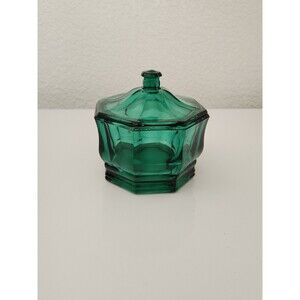 Vintage Indiana Confections Glass Candy Box Evergreen 8 Sided 5 to 6 Inch